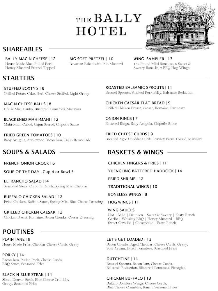 The Bally Hotel Menu image 3